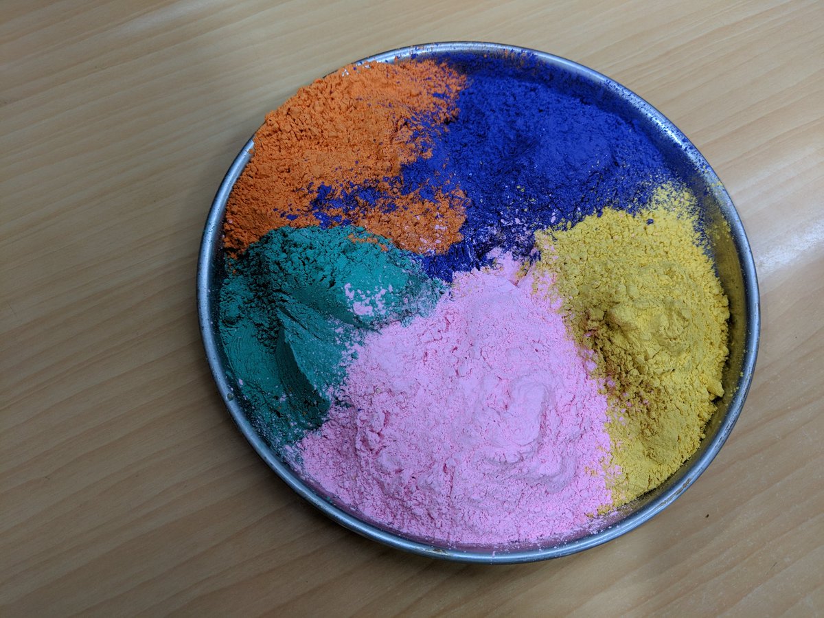 Bowl filled with colourful powders for the Indian festival of Holi